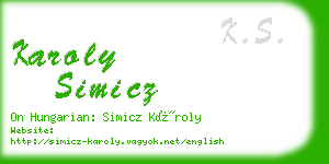 karoly simicz business card